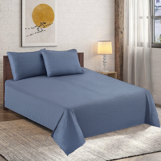 Polyester Silver Satin Stripe bedsheet