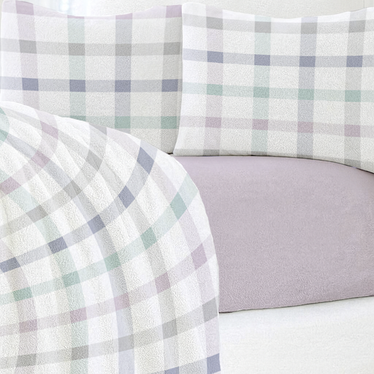 Serene Check Fleece Bedsheet - Pastel