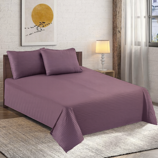 Polyester Purple Satin Stripe Bedsheet