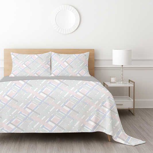 Pastel Weave fleece bedsheet set - Grey
