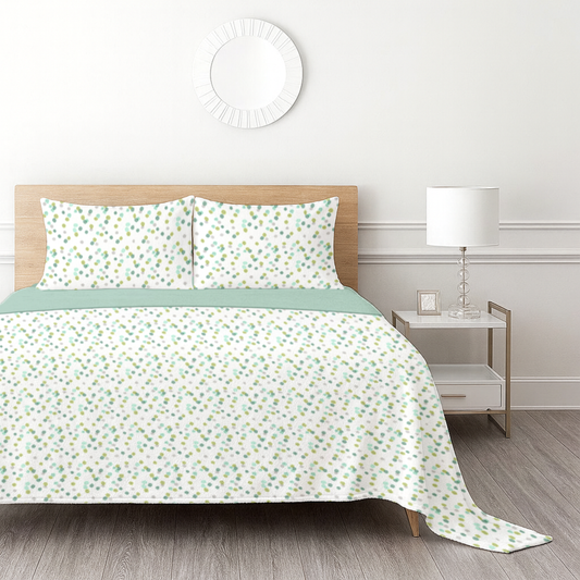 Soft Haze Fleece Bedsheet Set - Mint Meadow