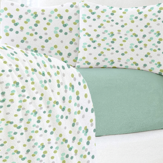 Soft Haze Fleece Bedsheet Set - Mint Meadow