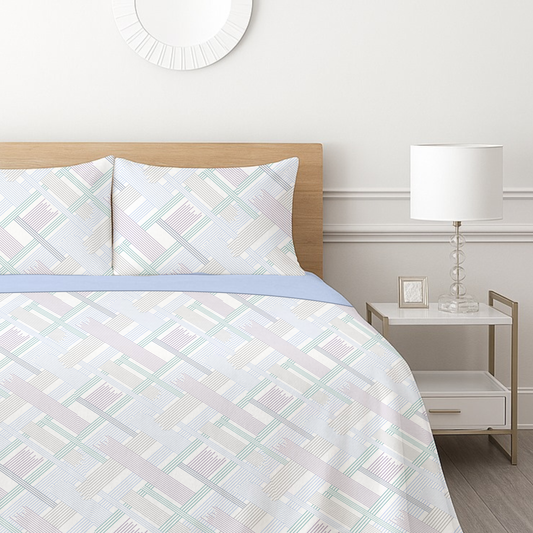 Pastel Weave fleece bedsheet set - Blue