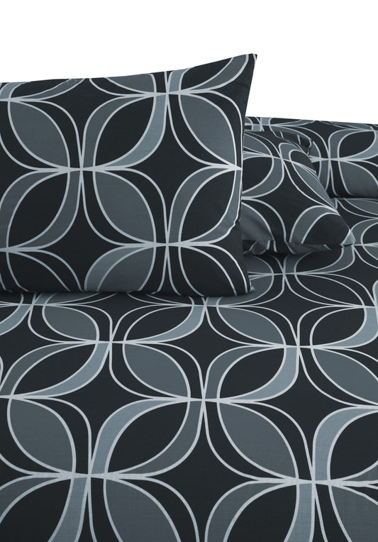 Geometric Grey Printed Bedsheet