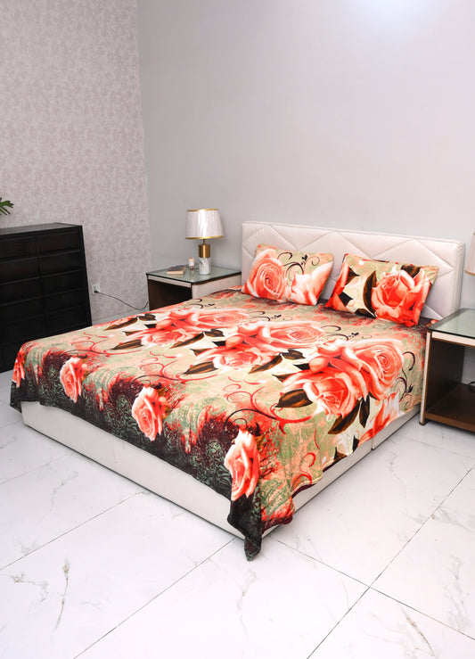 Crimson Rose - 200 GSM fleece bedsheet