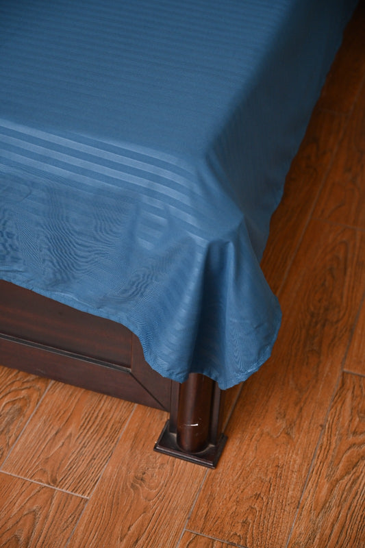 Polyester Turquoise Satin Stripe bedsheet