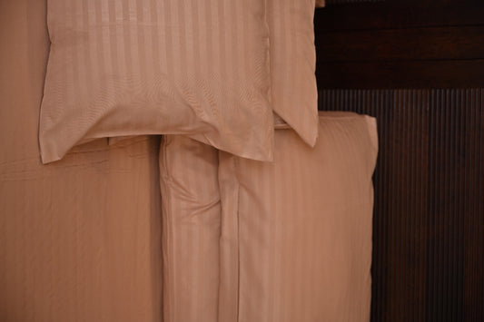 Polyester Beige Satin Stripe bedsheet