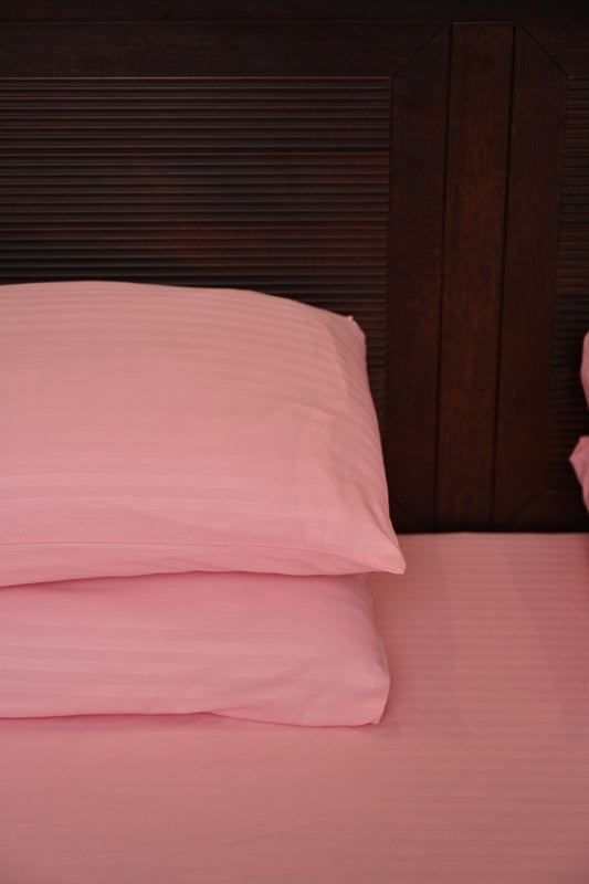 Polyester Baby Pink Satin Stripe bedsheet