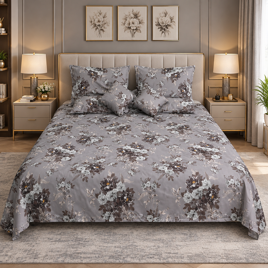 Ash Rose Printed Bedsheet Set