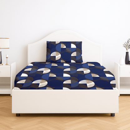 Geometric Navy Printed Bedsheet