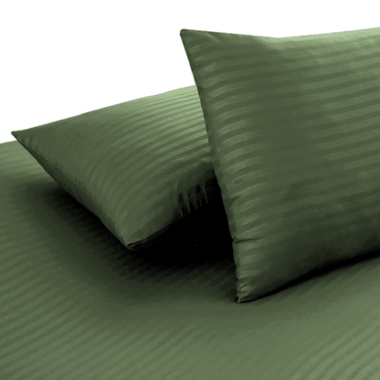 Polyester Green Satin Stripe Bedsheet