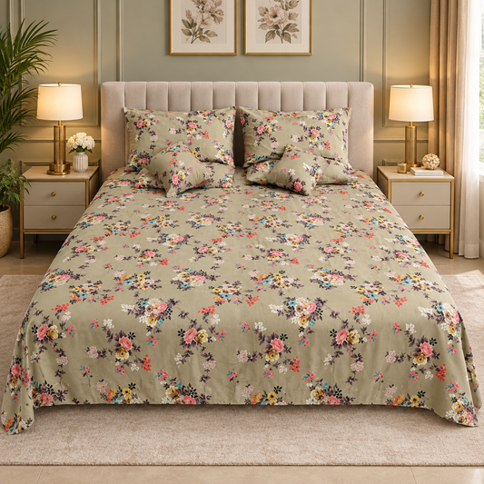 Olive Garden Printed Bedsheet Set