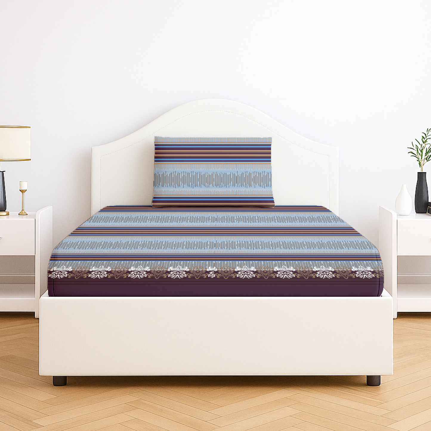 Twilight Stripes Printed Bedsheet