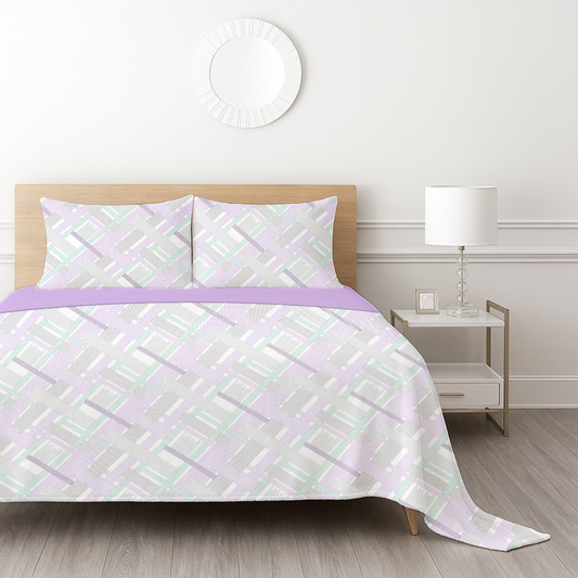 Pastel Weave fleece bedsheet set - Cotton Candy