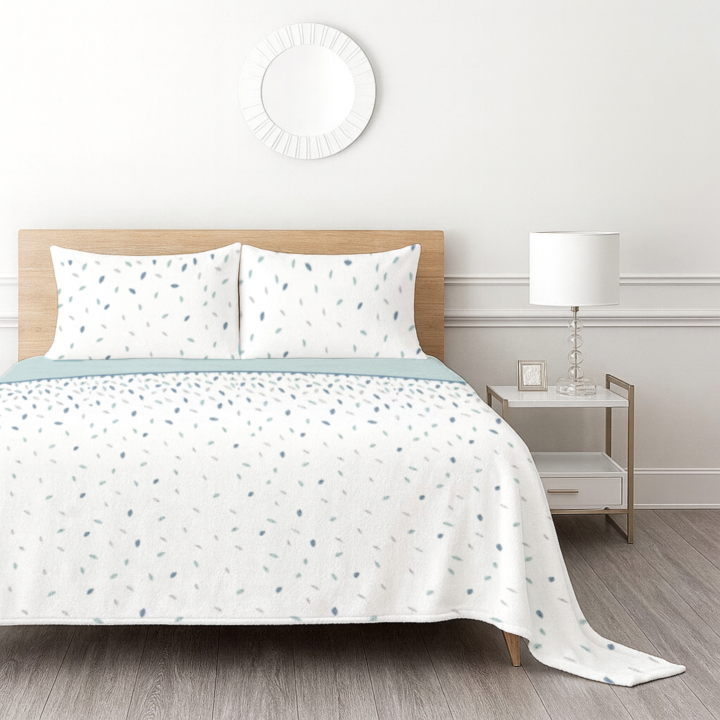 Raindrop Fleece Bedsheet - Aqua