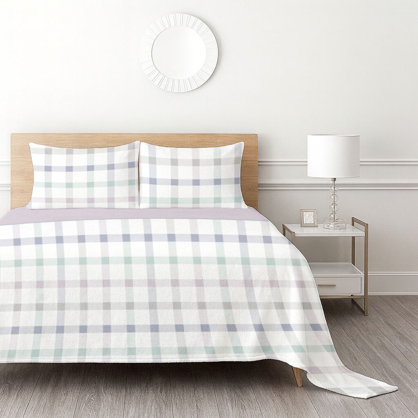 Serene Check Fleece Bedsheet - Pastel