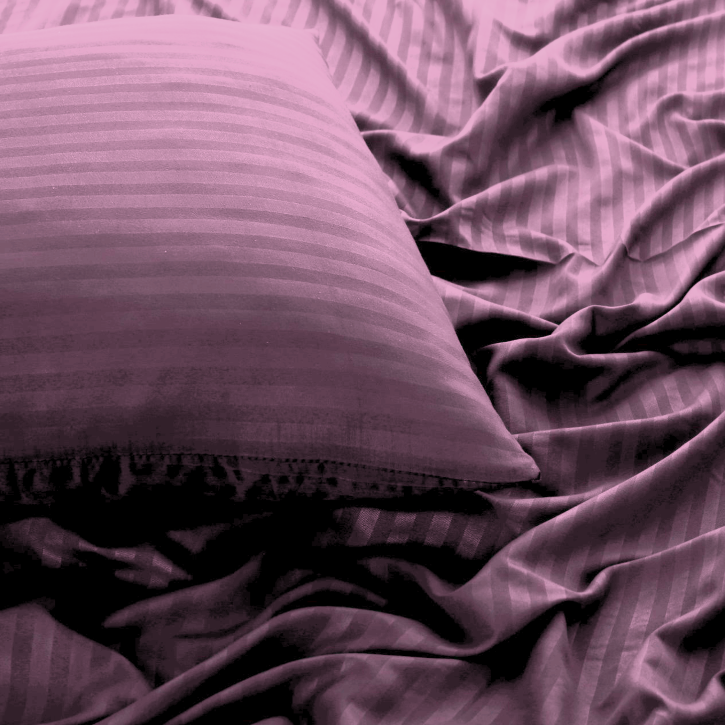 Polyester Purple Satin Stripe Bedsheet
