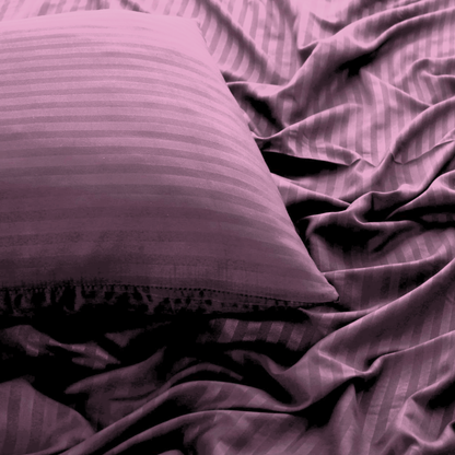 Polyester Purple Satin Stripe Bedsheet