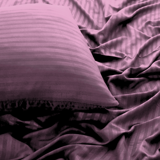Polyester Purple Satin Stripe Bedsheet