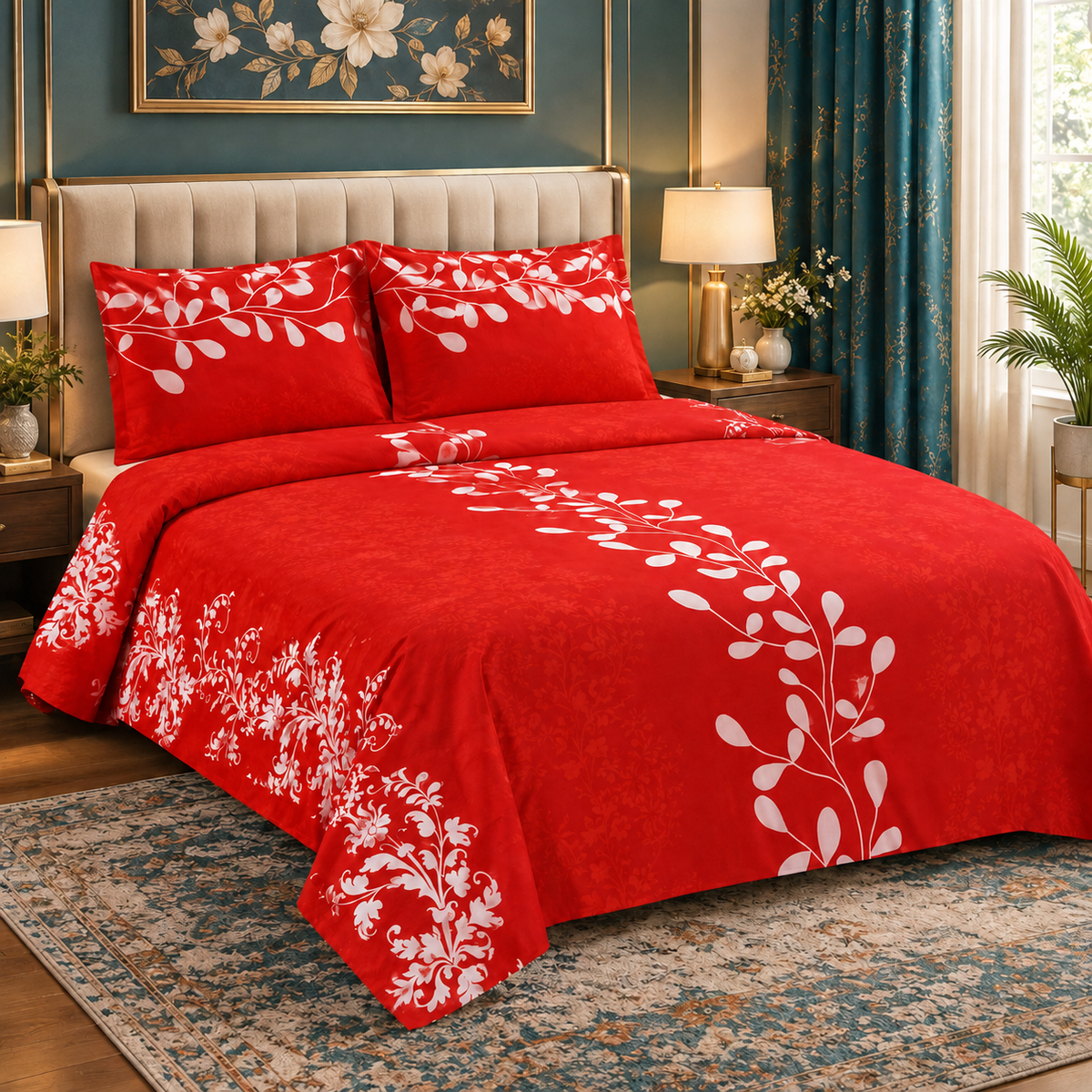 Cherry Blossom Printed Bedsheet