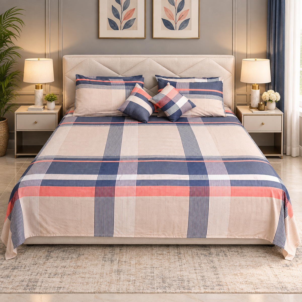 Pastel Stripes Printed Bedsheet Set