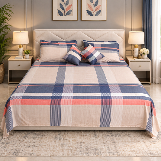 Pastel Stripes Printed Bedsheet Set