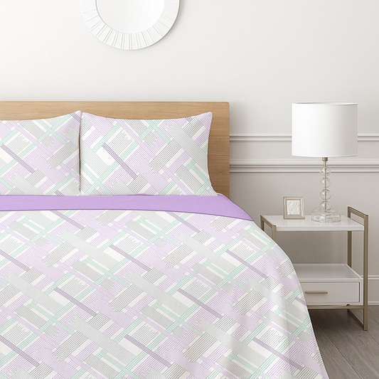 Pastel Weave fleece bedsheet set - Cotton Candy