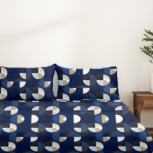 Fitted sheet - Geometric Navy