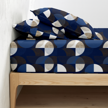 Fitted sheet - Geometric Navy