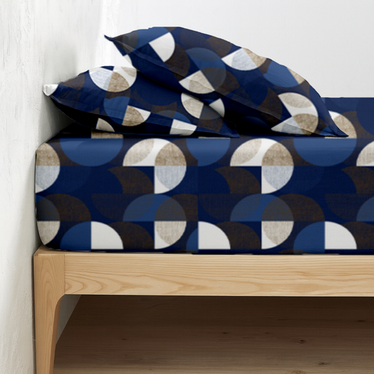 Fitted sheet - Geometric Navy