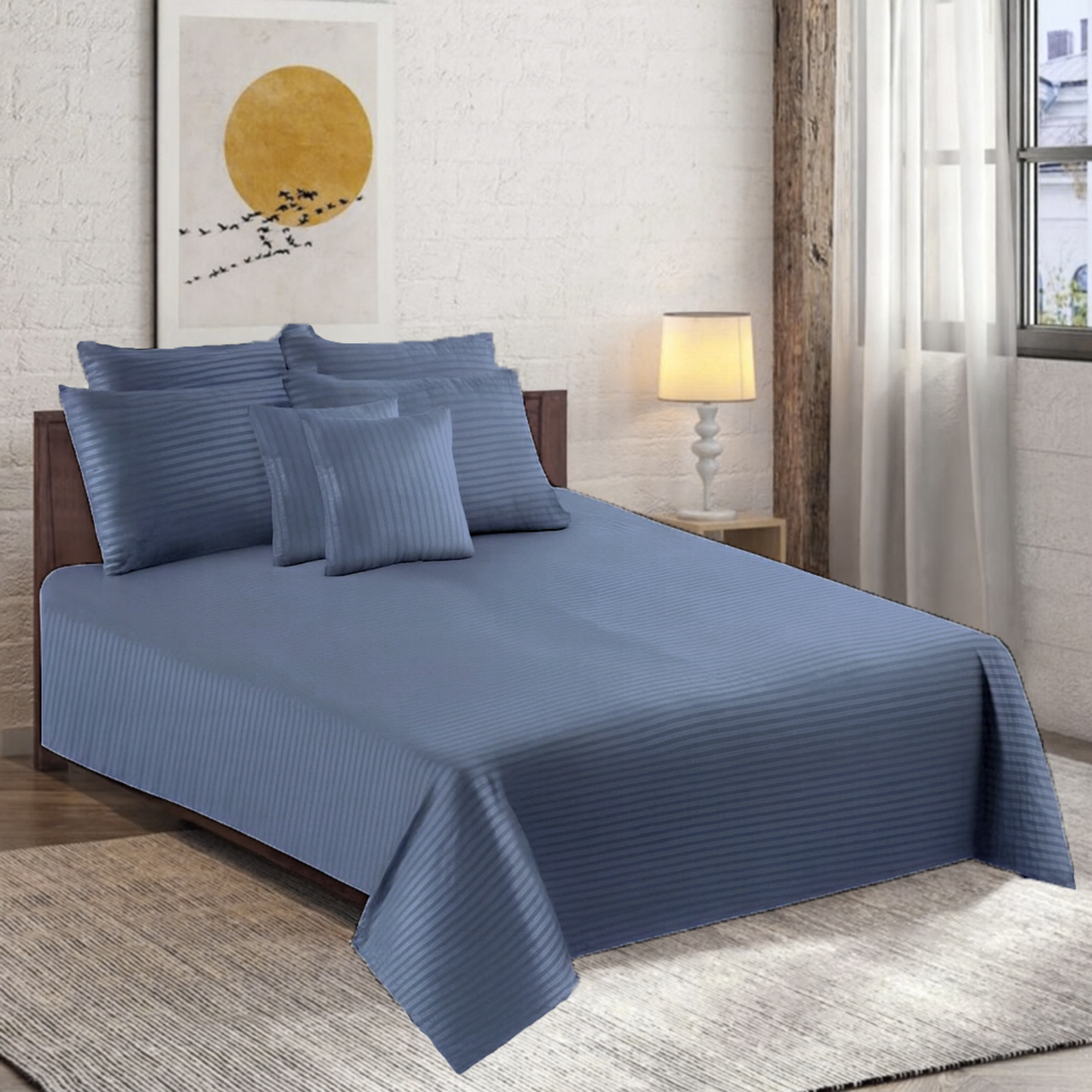 Polyester Silver Satin Stripe bedsheet