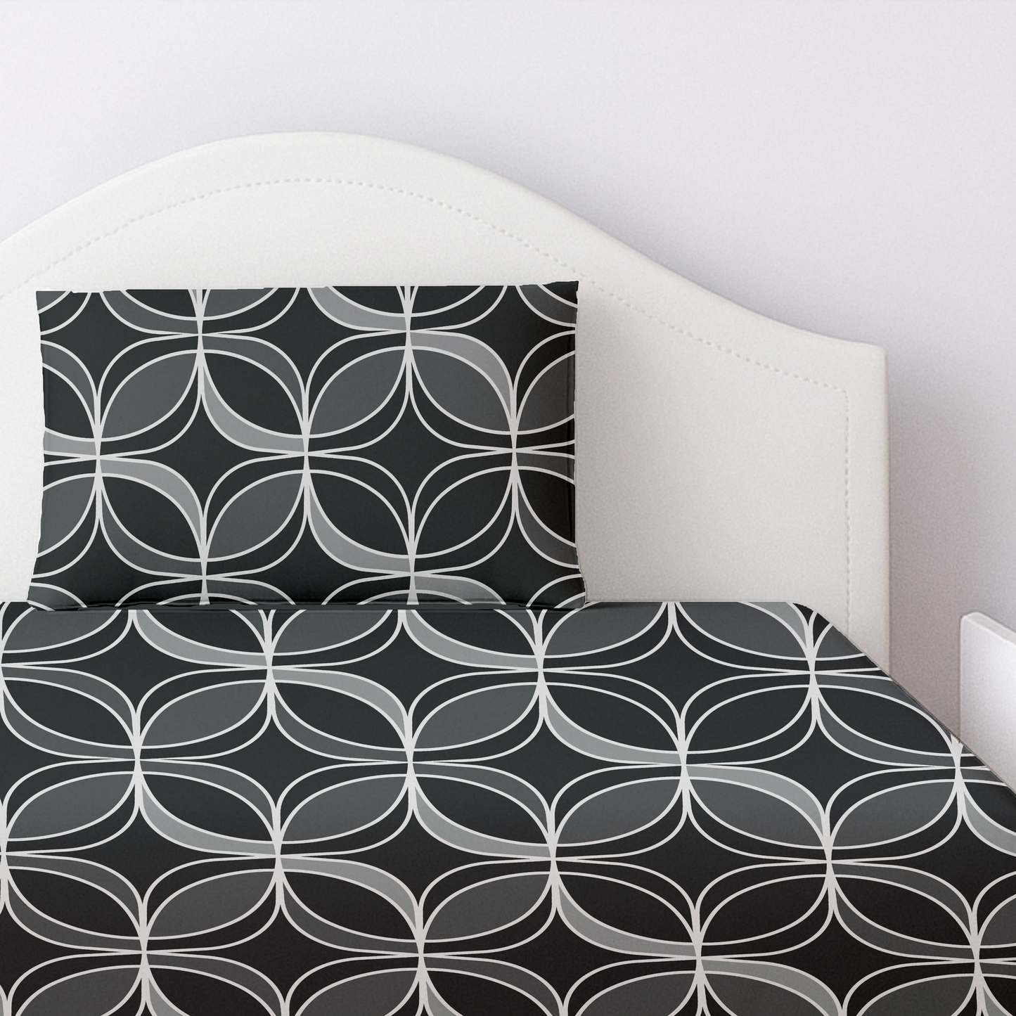 Geometric Grey Printed Bedsheet