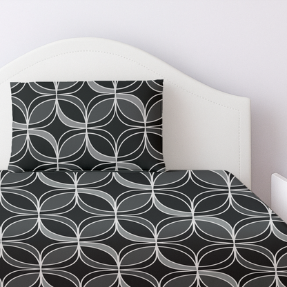 Geometric Grey Printed Bedsheet