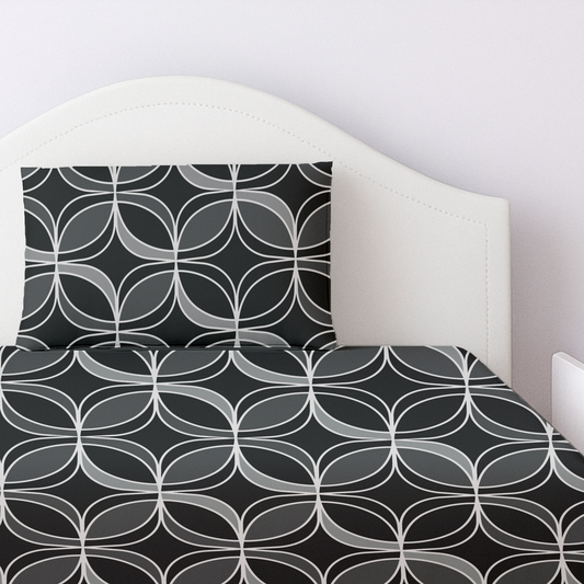 Geometric Grey Printed Bedsheet