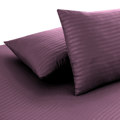 Polyester Purple Satin Stripe Bedsheet
