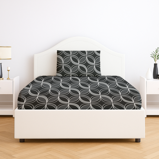Geometric Grey Printed Bedsheet
