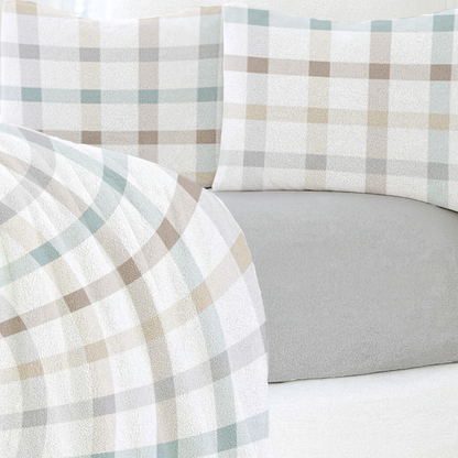 Serene Check Fleece Bedsheet - Mocha