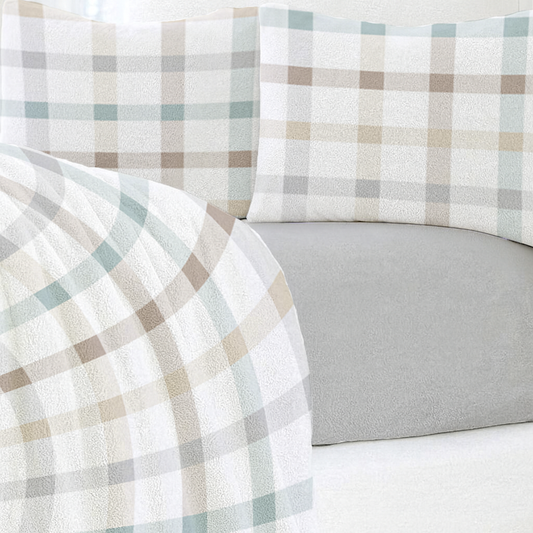 Serene Check Fleece Bedsheet - Mocha
