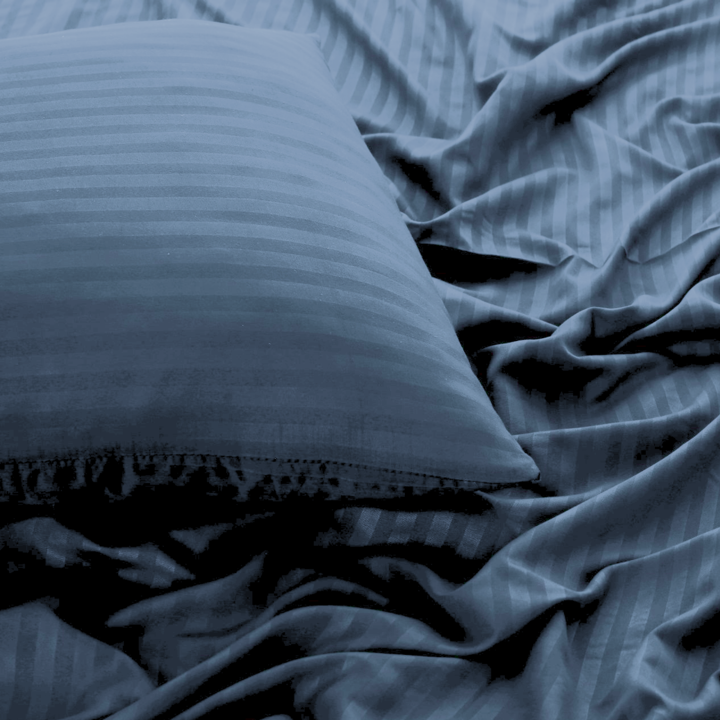 Polyester Silver Satin Stripe bedsheet