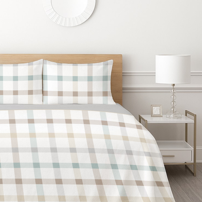 Serene Check Fleece Bedsheet - Mocha