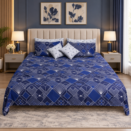 Geometric Stripes Printed Bedsheet Set