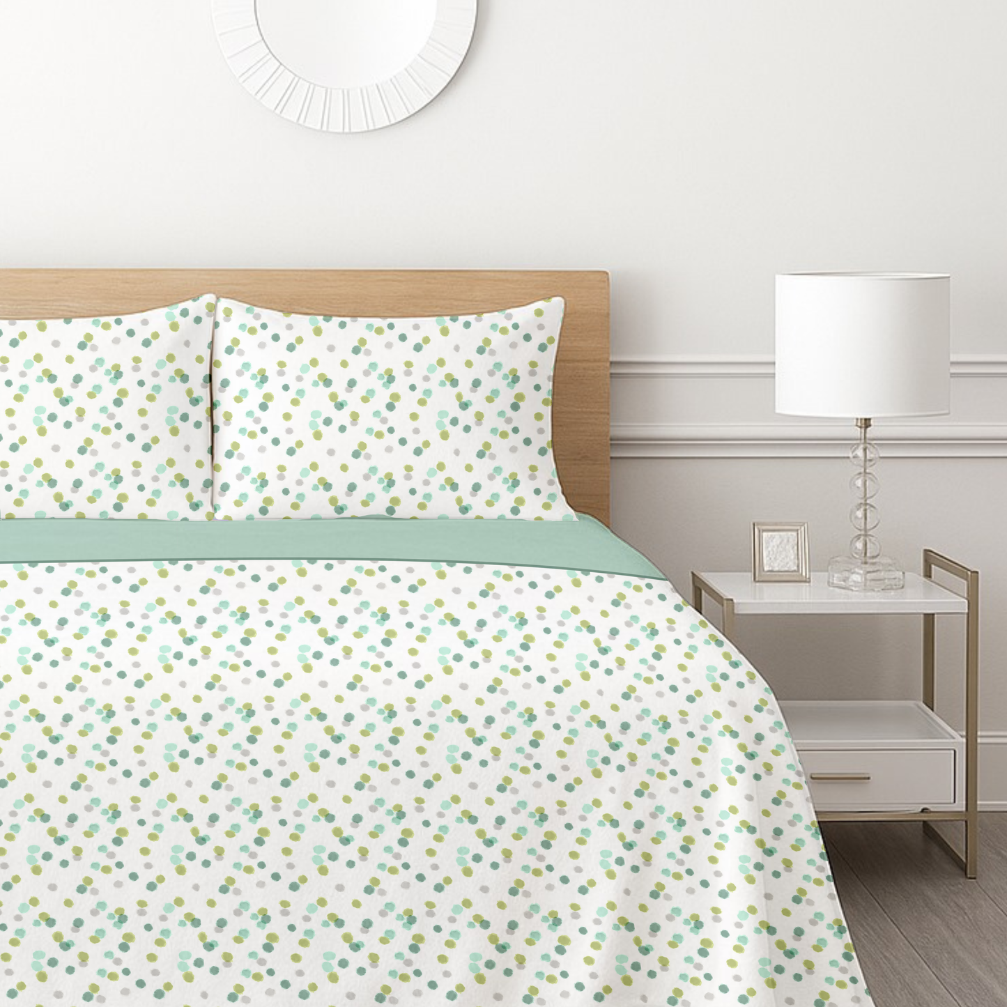 Soft Haze Fleece Bedsheet Set - Mint Meadow