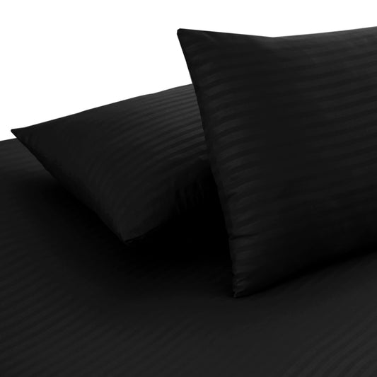 Polyester Black Satin Stripe Bedsheet