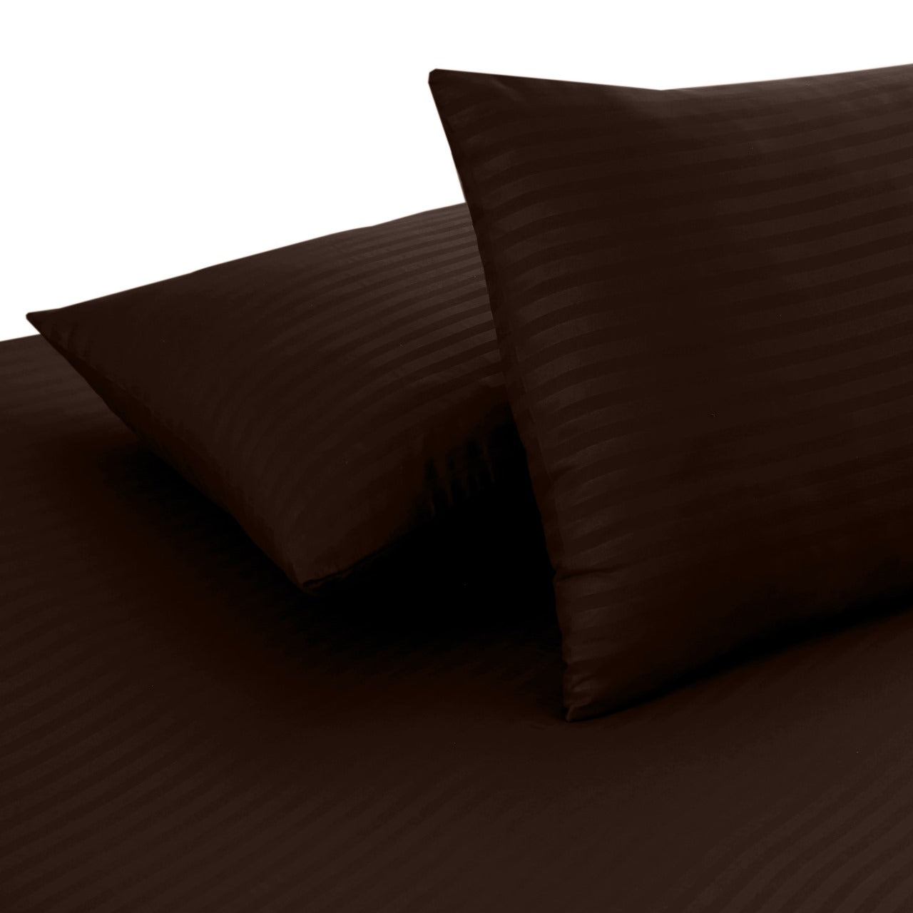 Polyester Chocolate Brown Satin Stripe Bedsheet