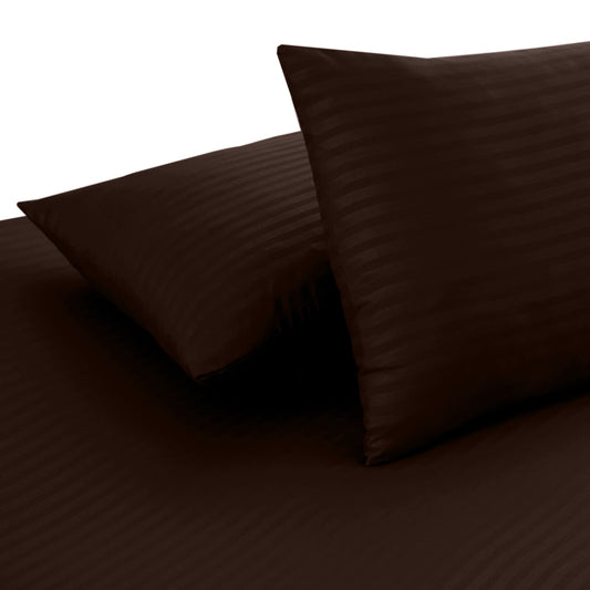 Polyester Chocolate Brown Satin Stripe Bedsheet