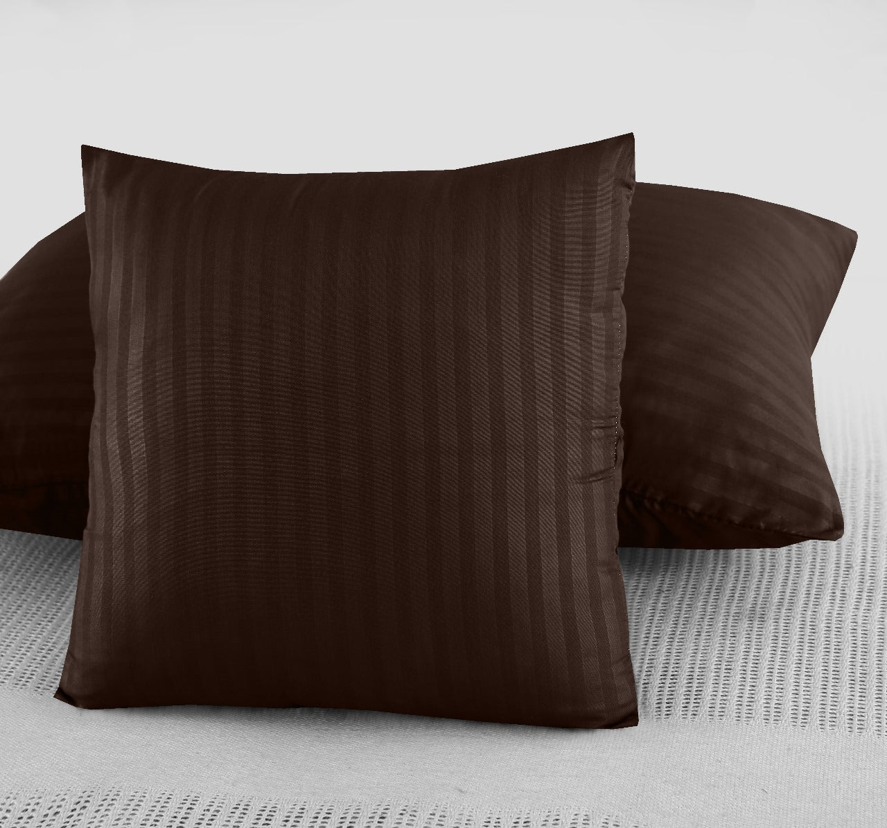 Polyester Chocolate Brown Satin Stripe Bedsheet