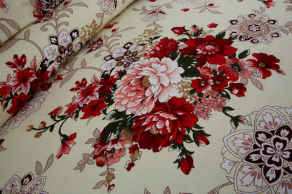 Cream Floral Printed Bedsheet