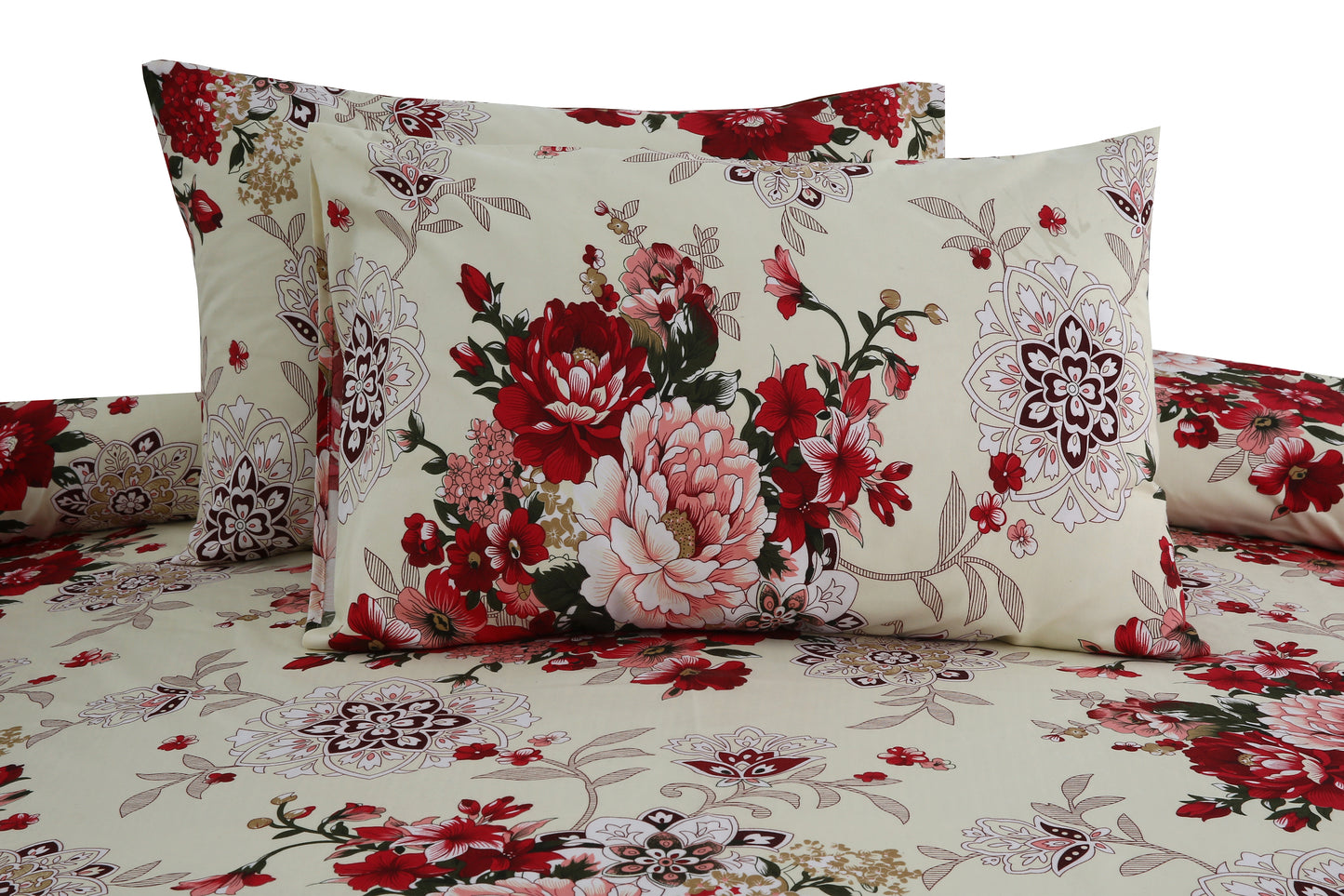 Cream Floral Printed Bedsheet