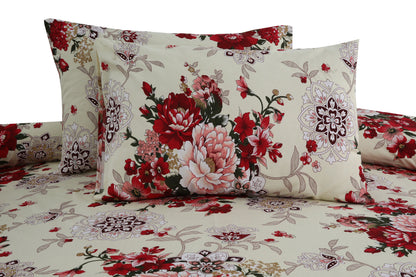 Cream Floral Printed Bedsheet