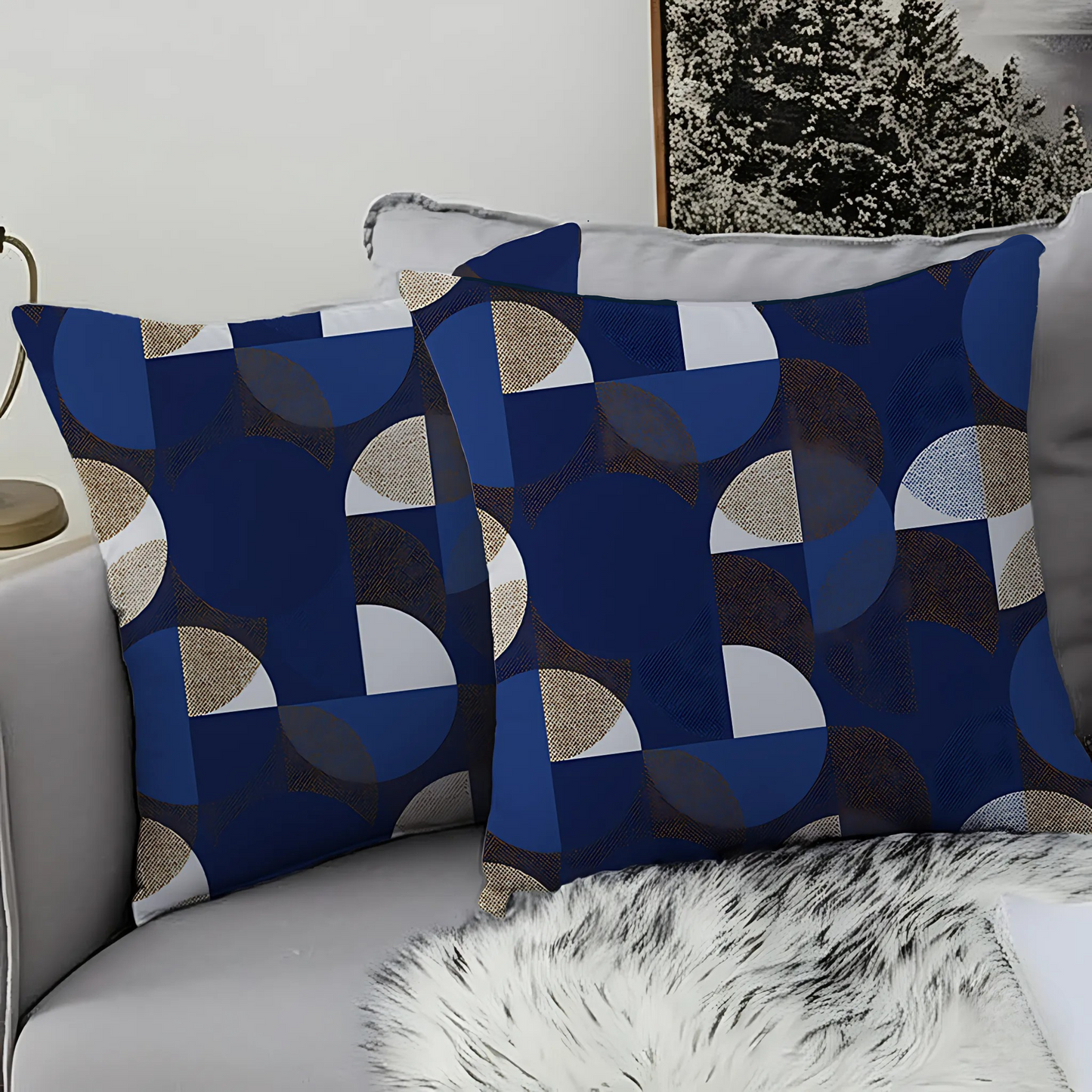 Geometric Navy Cushion Covers